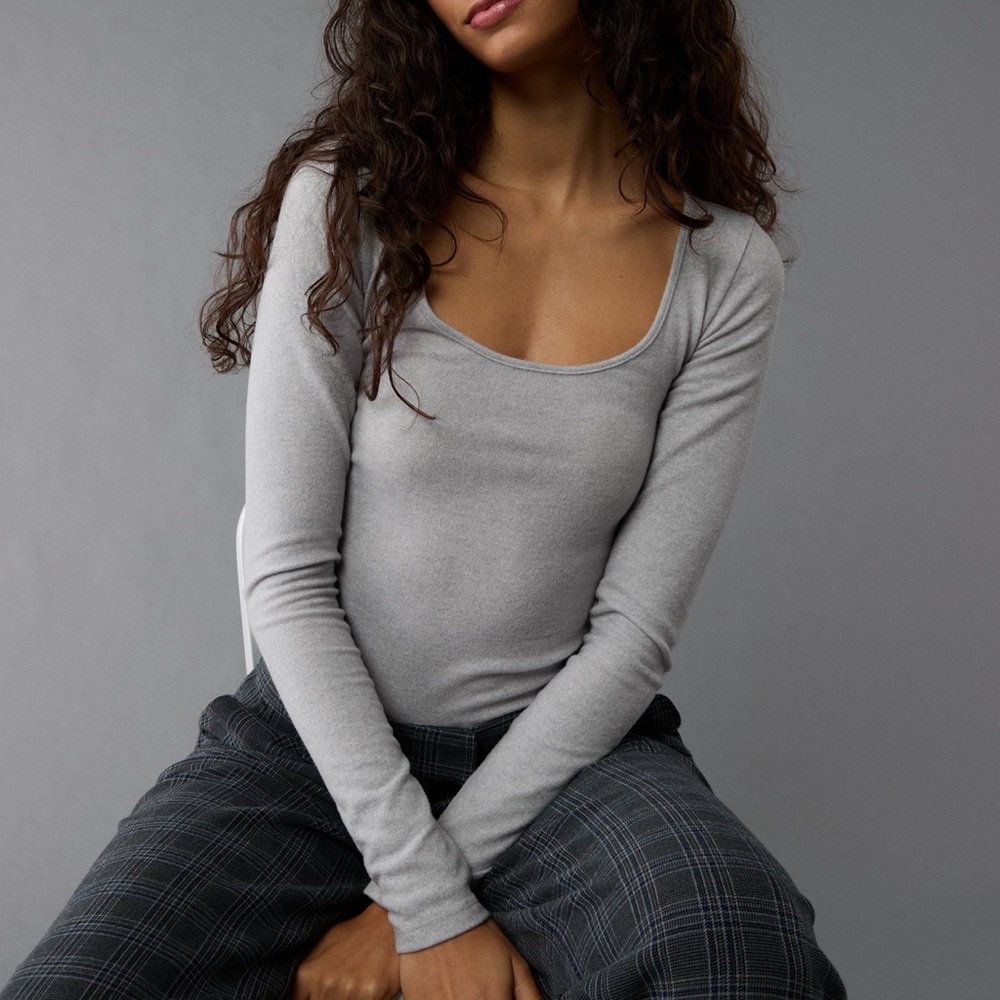 American Eagle Plush Long-Sleeve Scoop Neck Bodysuit